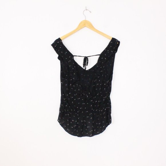 *American Eagle Outfitters V Neck Ruffle Black Tank - Picture 4 of 5